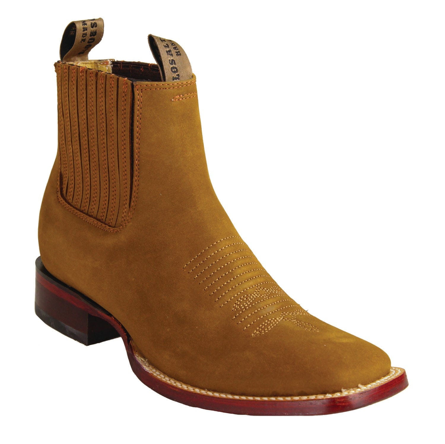 Los Altos Boots Boots Men's Genuine Nobuck Leather Wide Square Toe Ankle Boots Shedron Color - Los Altos Boots