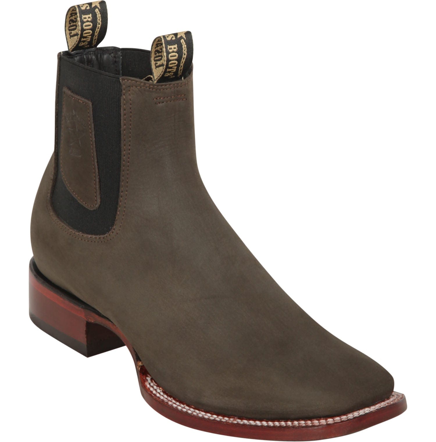 Los Altos Boots Boots Men's Genuine Nobuck Leather Wide Square Toe Ankle Boots Tobacco Color - Los Altos Boots