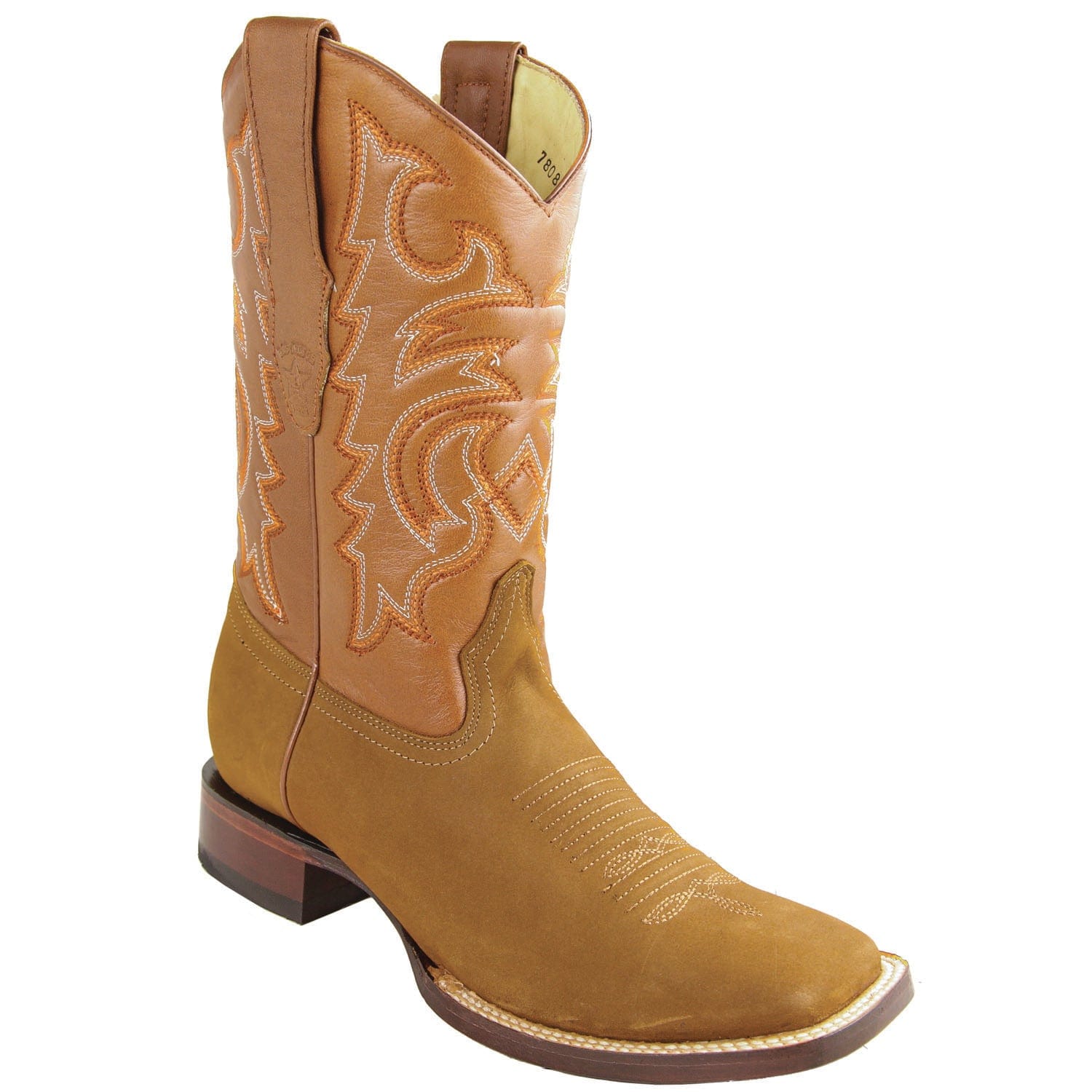 Western Genuine Nobuck Leather Rodeo Wide Square Toe Boots Shedron Color - Los Altos Boots