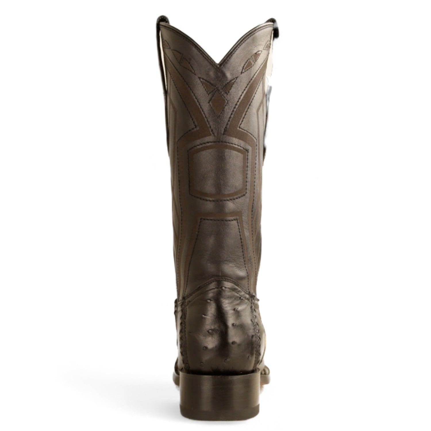 Los Altos Boots Boots Men's Genuine Ostrich Skin European Square Toe Boots Black Color - Los Altos Boots