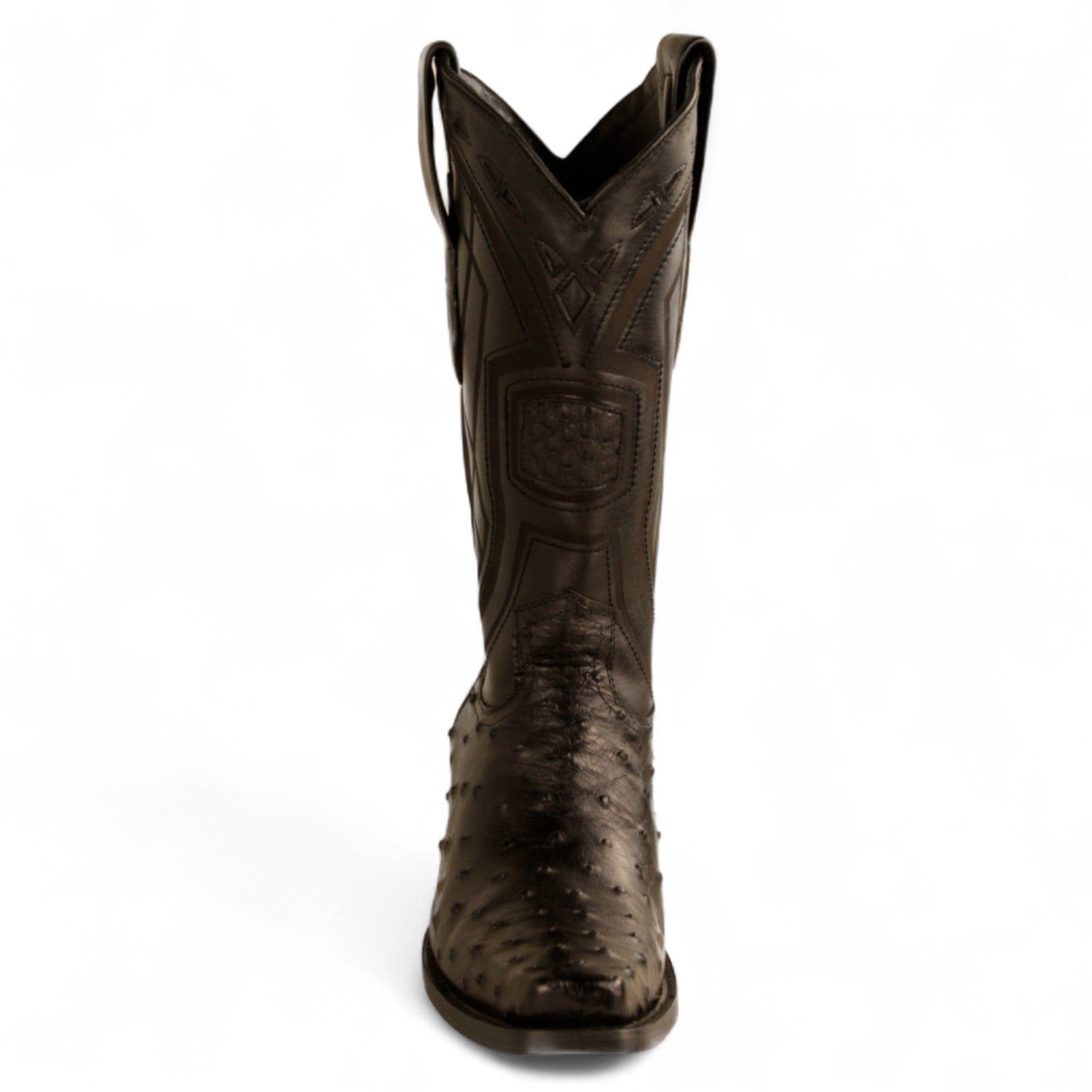 Los Altos Boots Boots Men's Genuine Ostrich Skin European Square Toe Boots Black Color - Los Altos Boots