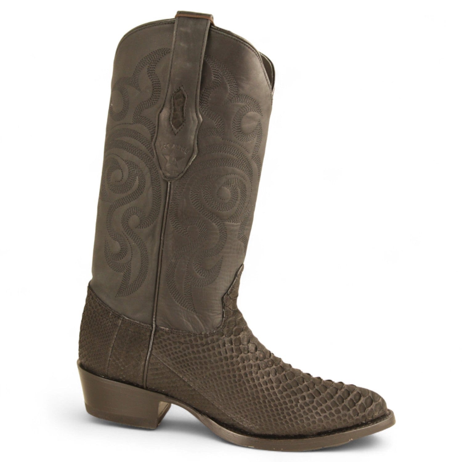 Los Altos Boots Boots Men's Genuine Python Round Toe Boots Nobuck Black Color - Los Altos Boots