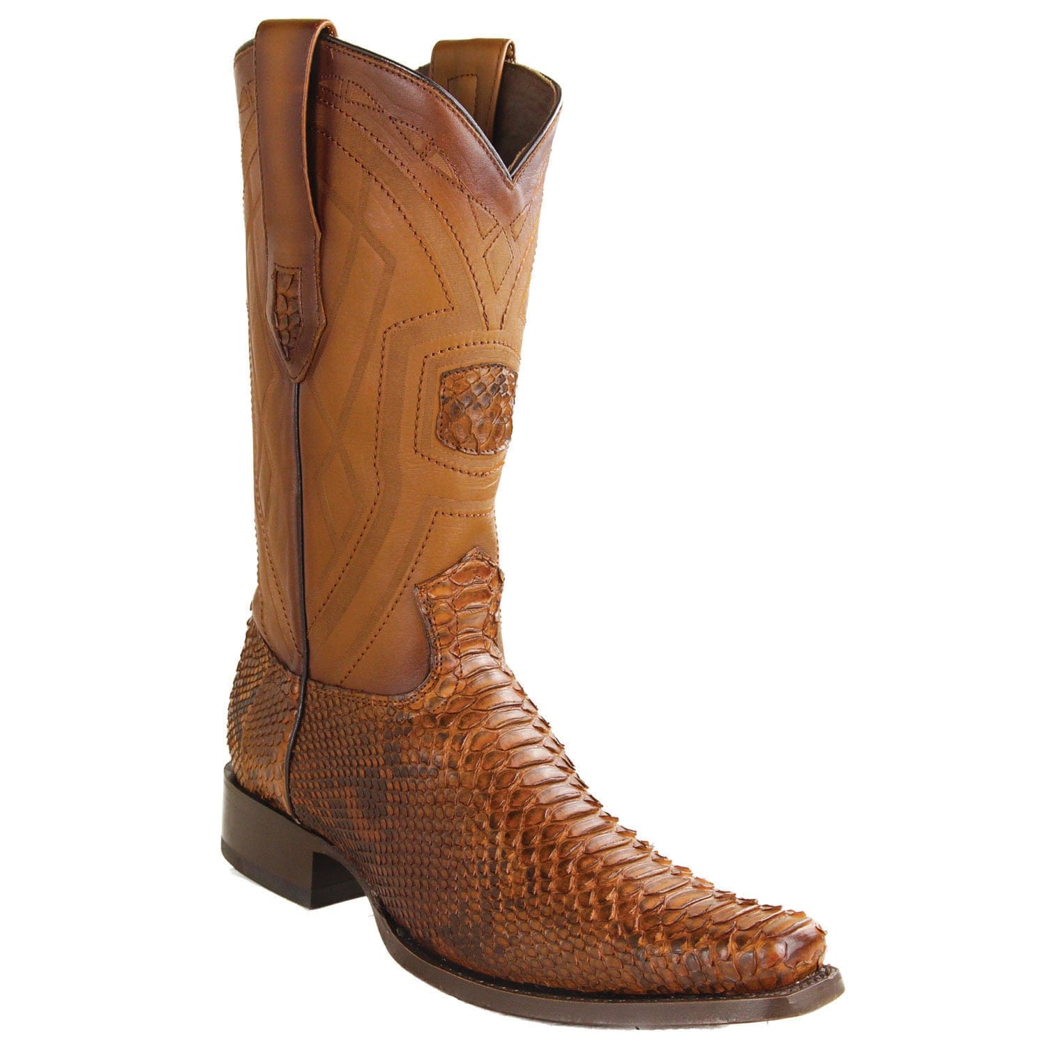 Los Altos Boots Boots Men's Genuine Python Skin European Square Toe Boots Porto Brown Color - Los Altos Boots
