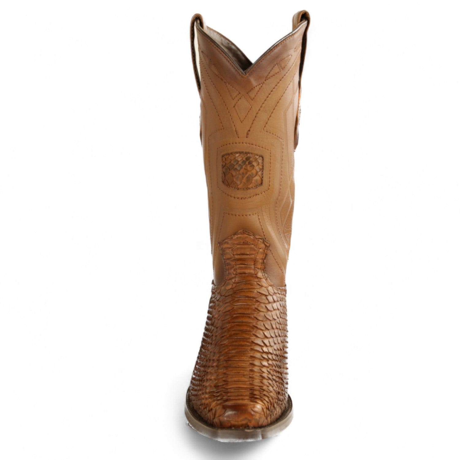 Los Altos Boots Boots Men's Genuine Python Skin European Square Toe Boots Porto Brown Color - Los Altos Boots
