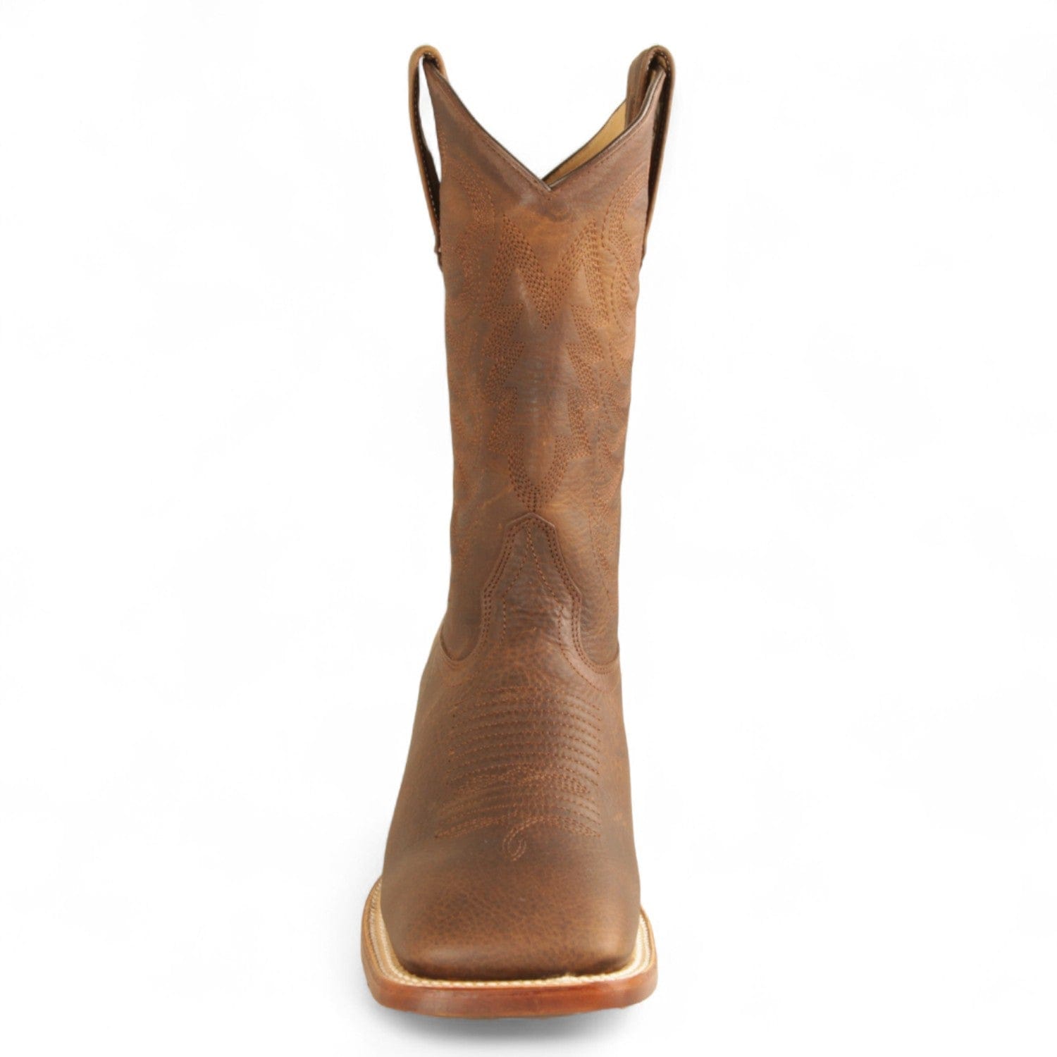 Los Altos Boots Boots Men's Genuine Rage Leather Rodeo Wide Square Toe Boots Walnut Color - Los Altos Boots