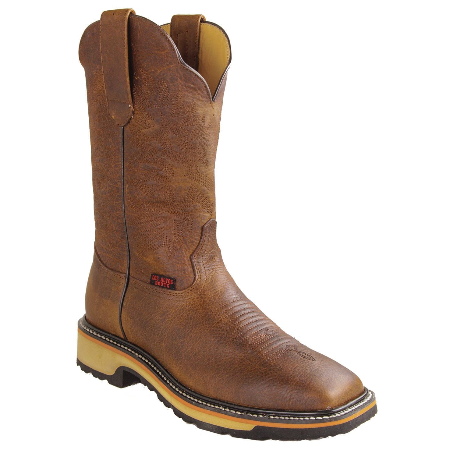 Los Altos Boots Boots Men's Genuine Rage Leather Rodeo Wide Square Toe Boots Walnut Color - Los Altos Boots