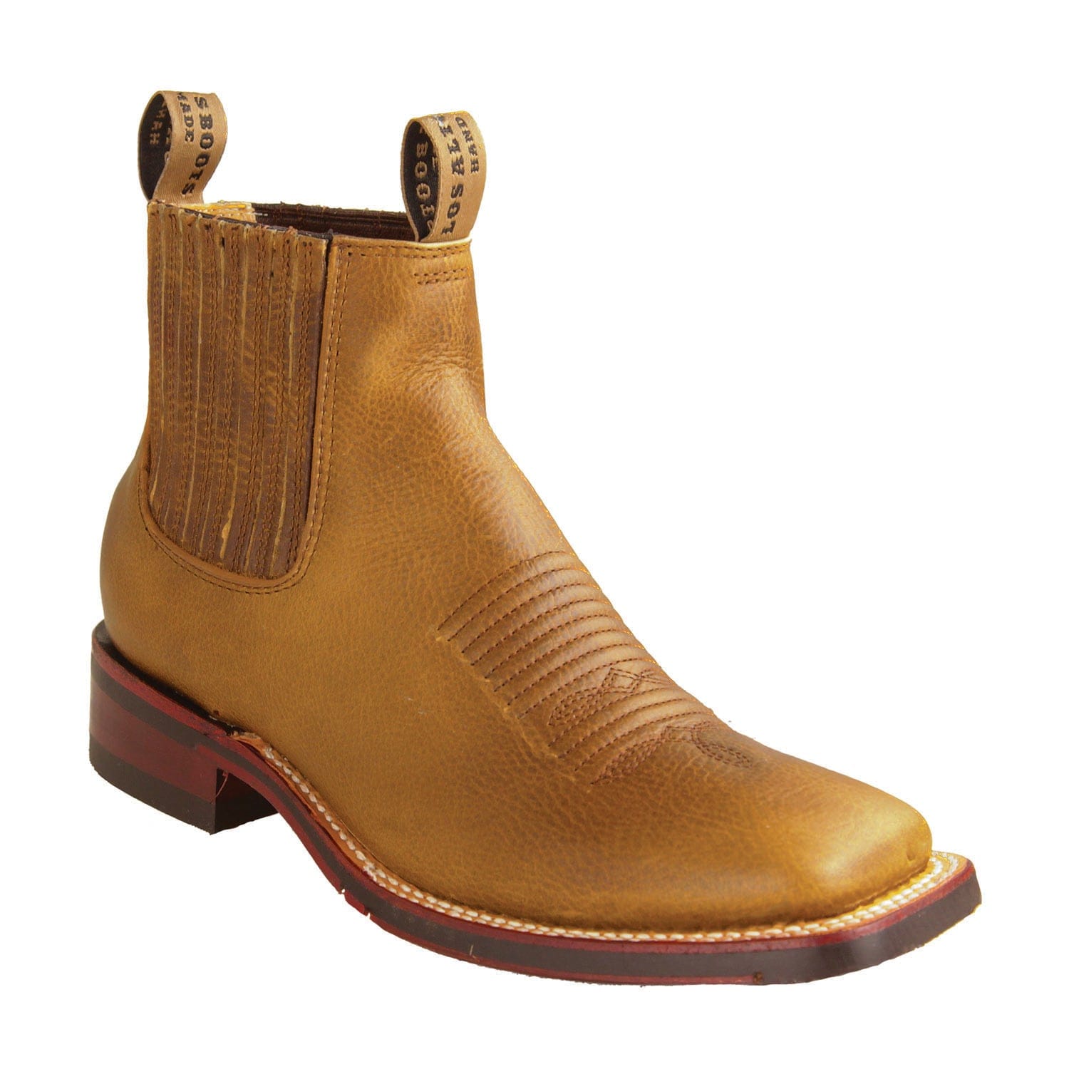 Los Altos Boots Boots Men's Genuine Rage Leather Wide Square Toe Ankle Boots Honey Color - Los Altos Boots