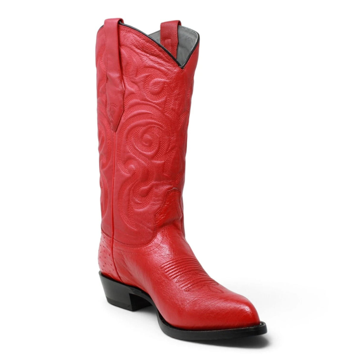 Los Altos Boots Boots Men's Genuine Smooth Ostrich Skin J Toe Boots Red Color - Los Altos Boots