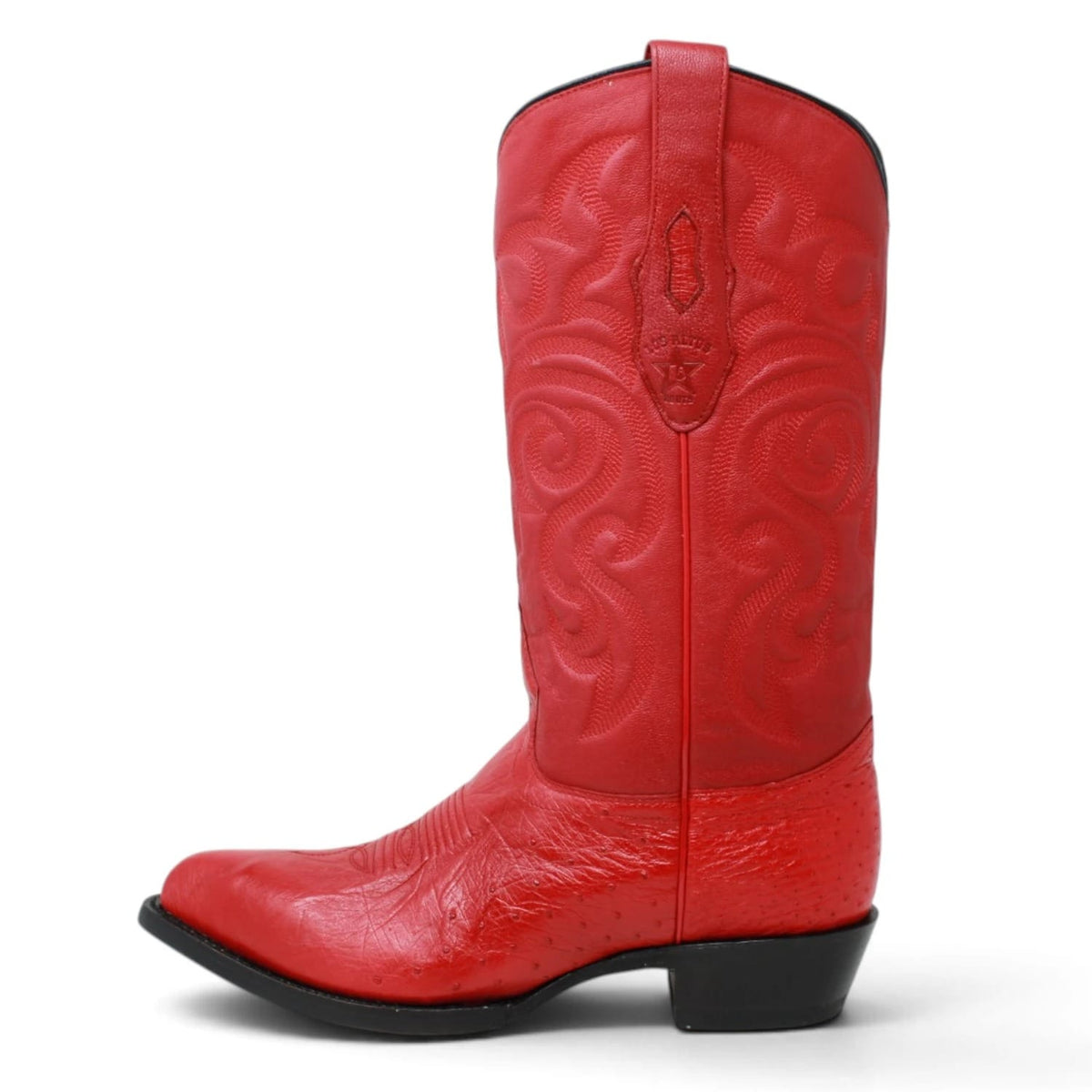 Los Altos Boots Boots Men's Genuine Smooth Ostrich Skin J Toe Boots Red Color - Los Altos Boots