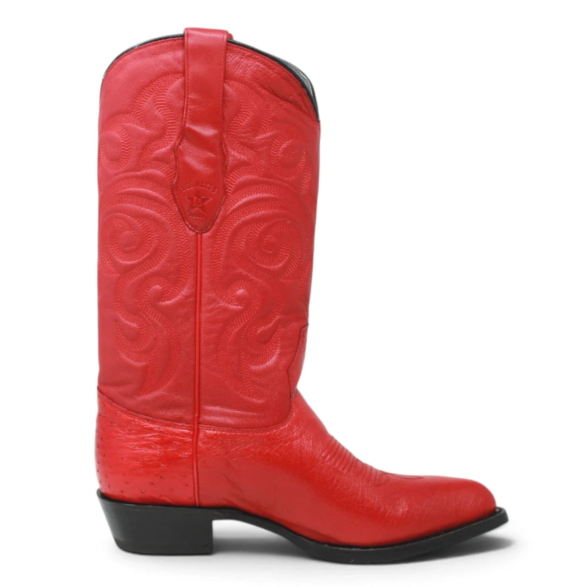 Los Altos Boots Boots Men's Genuine Smooth Ostrich Skin J Toe Boots Red Color - Los Altos Boots