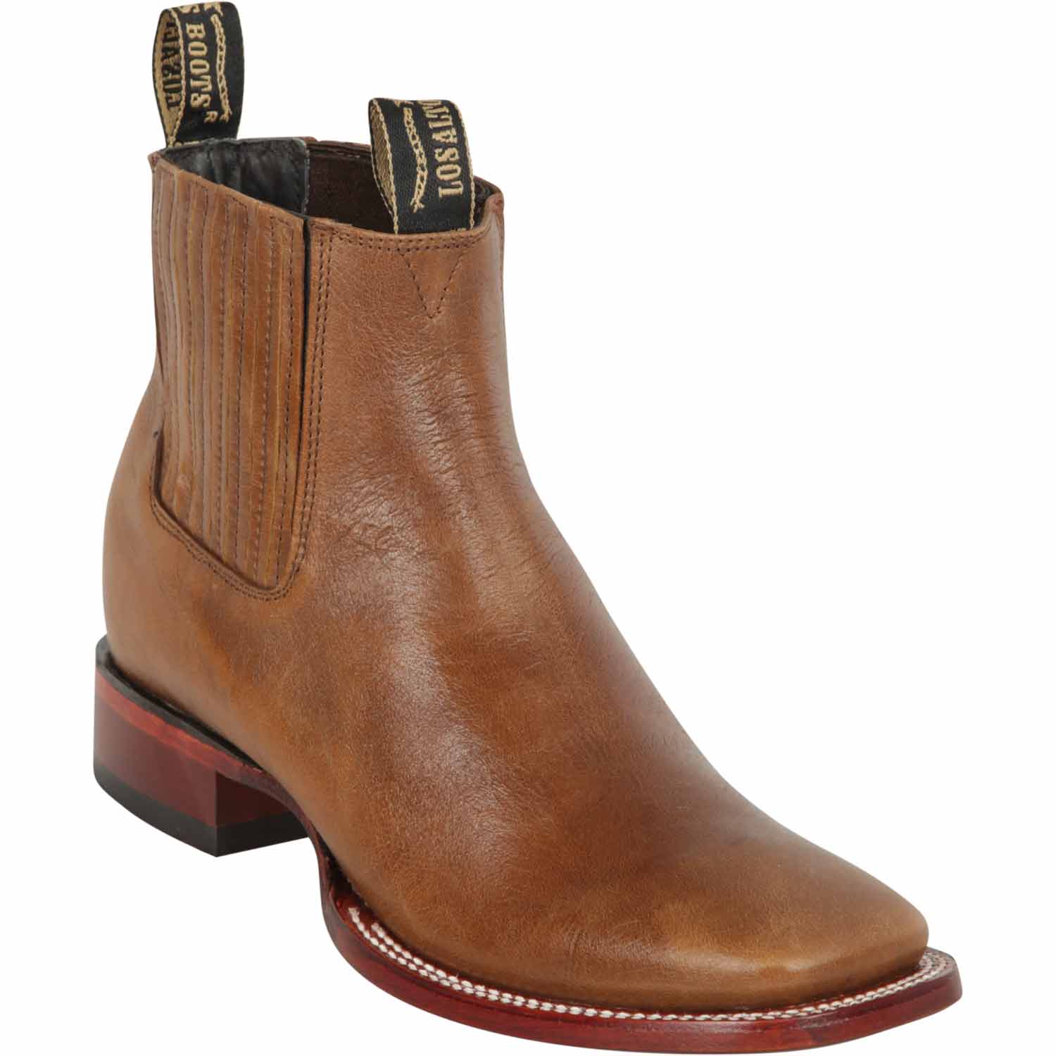 Los Altos Boots Boots Men's Genuine Volcano Leather Wide Square Toe Ankle Boots Light Brown Color - Los Altos Boots