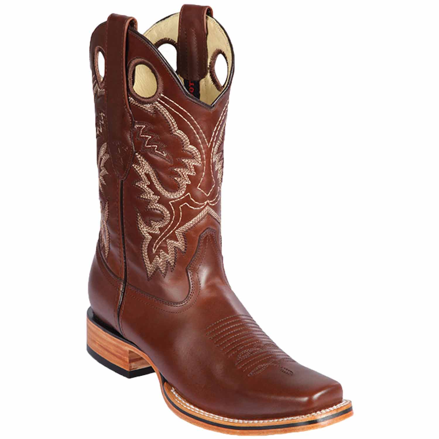 Western Genuine Pull Up Leather Rodeo Square Toe Boots Brown Color - Los Altos Boots - Side View
