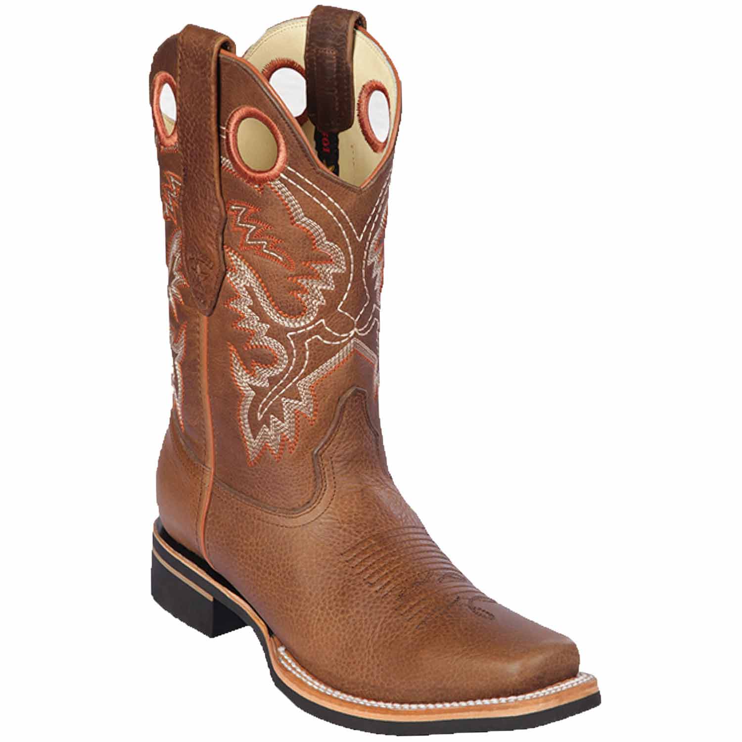 Western Genuine Rage Leather Rodeo Square Toe Boots Honey Color - Los Altos Boots - Side View