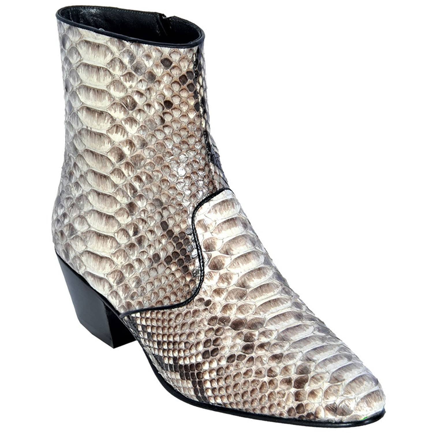 Men´s Genuine Python Skin Round Toe Ankle Boots Natural Color - Los Altos Boots