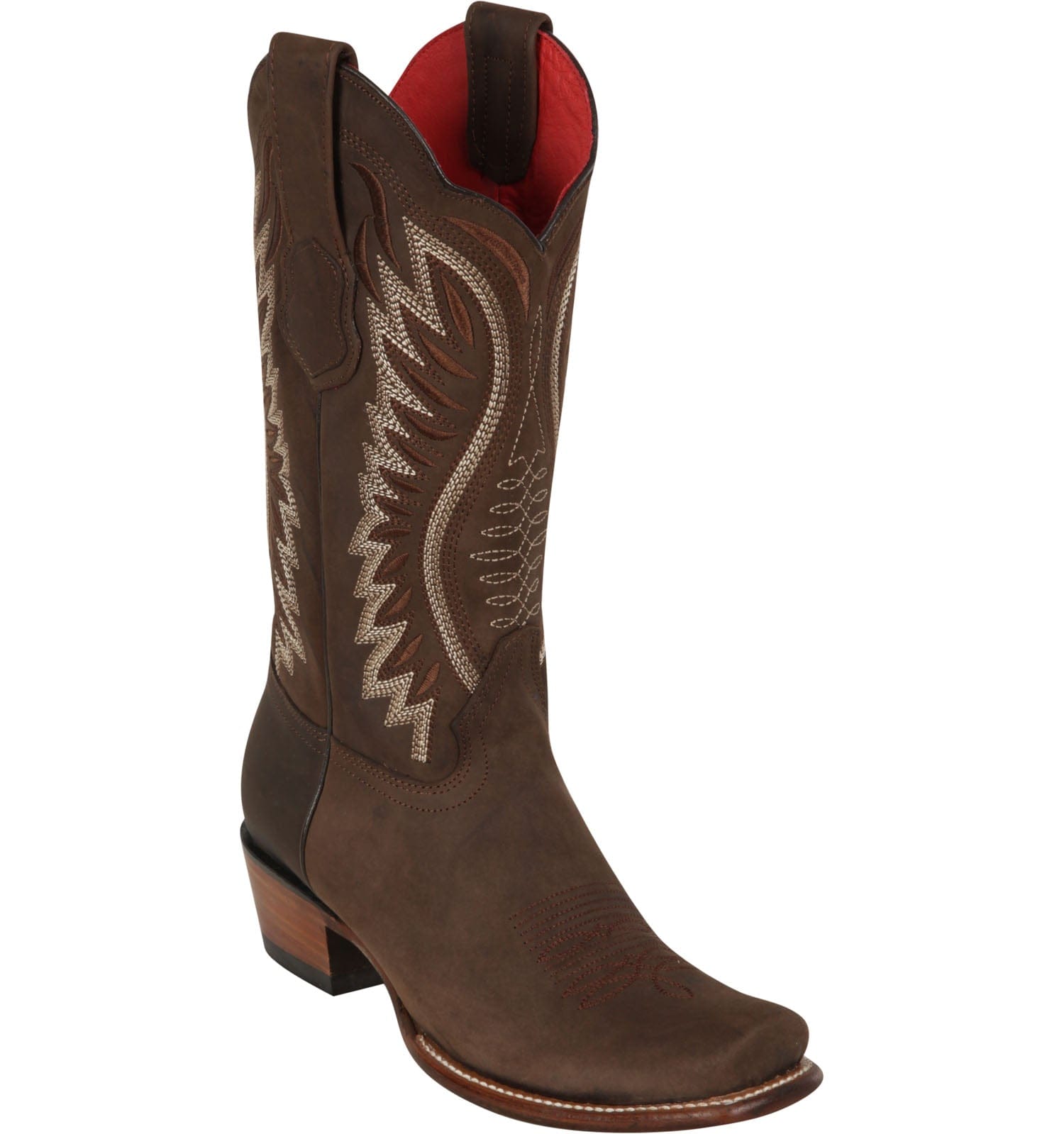 Los Altos Boots Boots Women's Genuine Crazy Leather Dubai Square Toe Boots Brown Color - Los Altos Boots