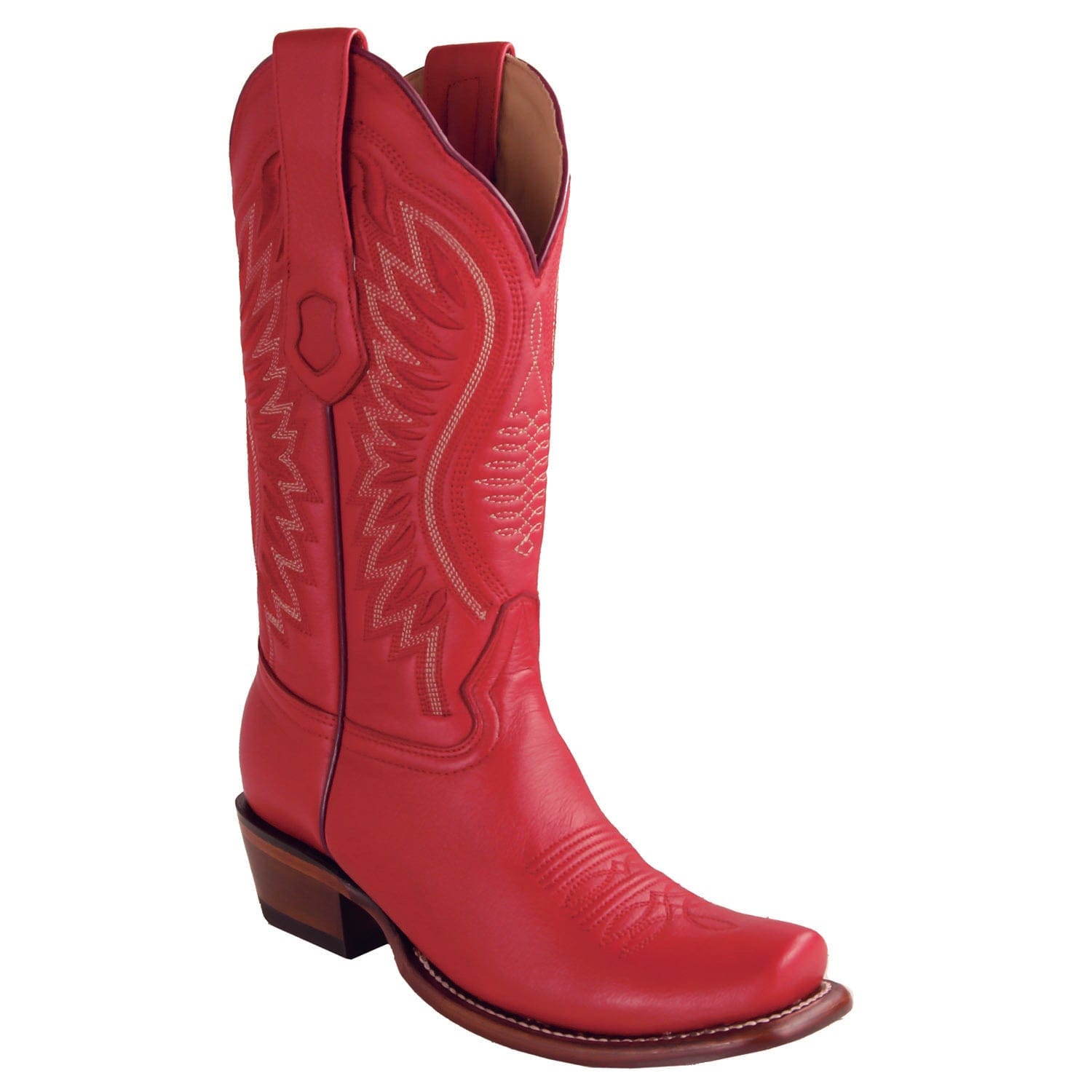 Los Altos Boots Boots Women's Genuine Deer Leather Dubai Square Toe Boots Red Color - Los Altos Boots