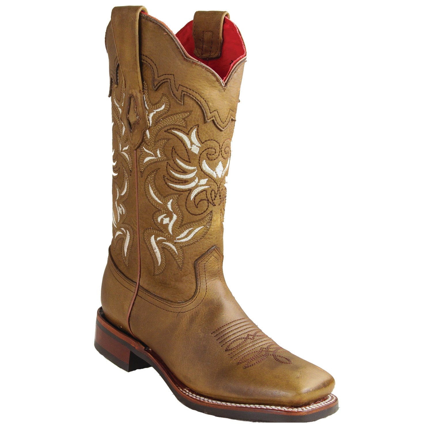 Los Altos Boots Boots Women's Genuine Rage Leather Wide Square Toe Boots Honey Color - Los Altos Boots