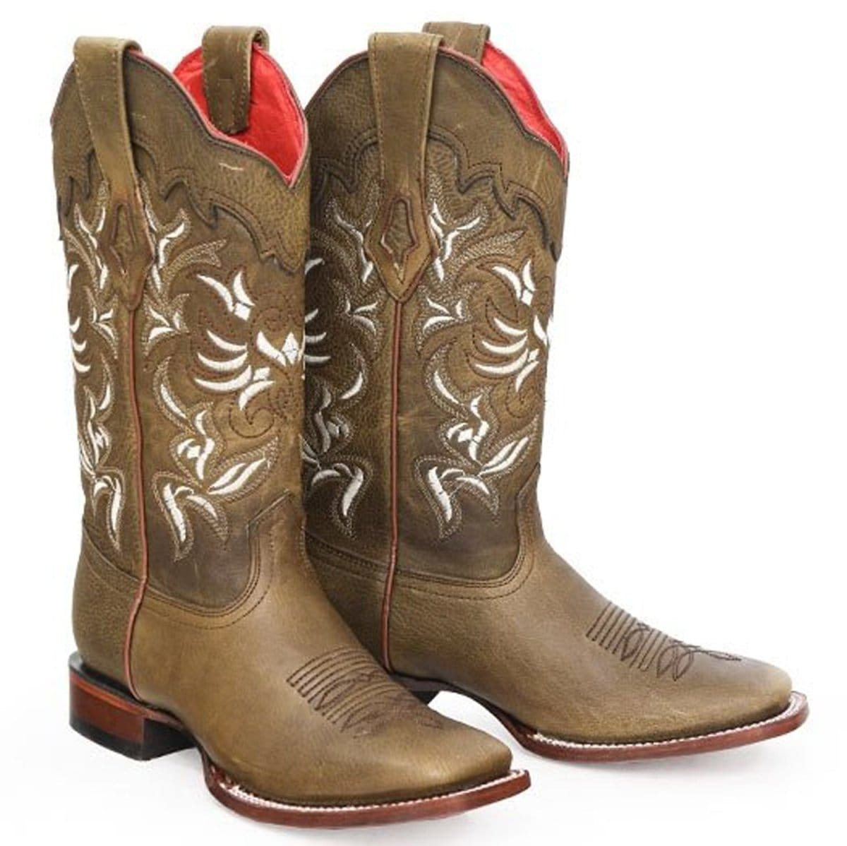 Los Altos Boots Boots Women's Genuine Rage Leather Wide Square Toe Boots Honey Color - Los Altos Boots
