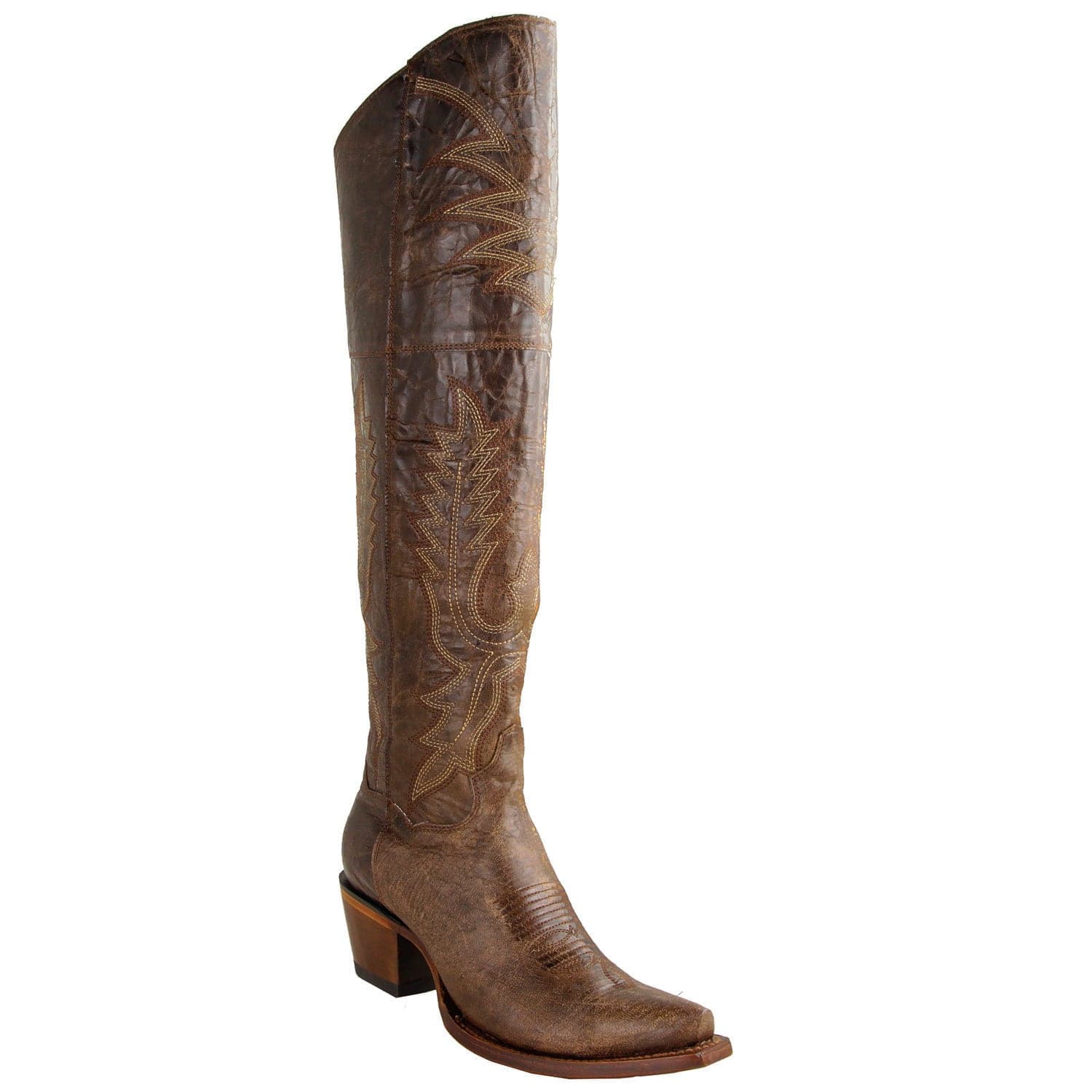Los Altos Boots Boots Women's Genuine Volcano Leather Snip Toe Tall Boots Light Brown Color - Los Altos Boots