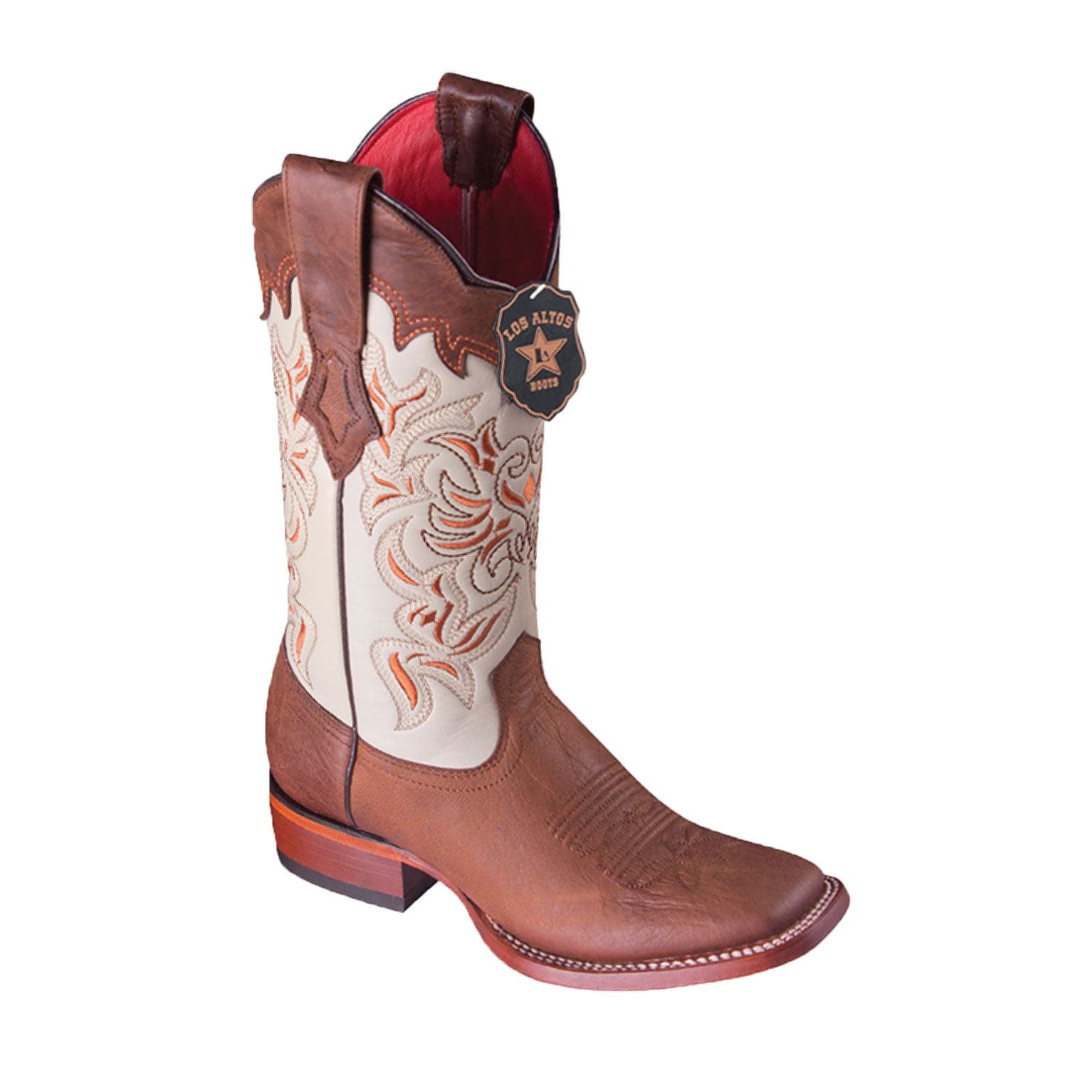 Los Altos Boots Boots Women's Genuine Volcano Leather Wide Square Toe Boots Brown Color - Los Altos Boots