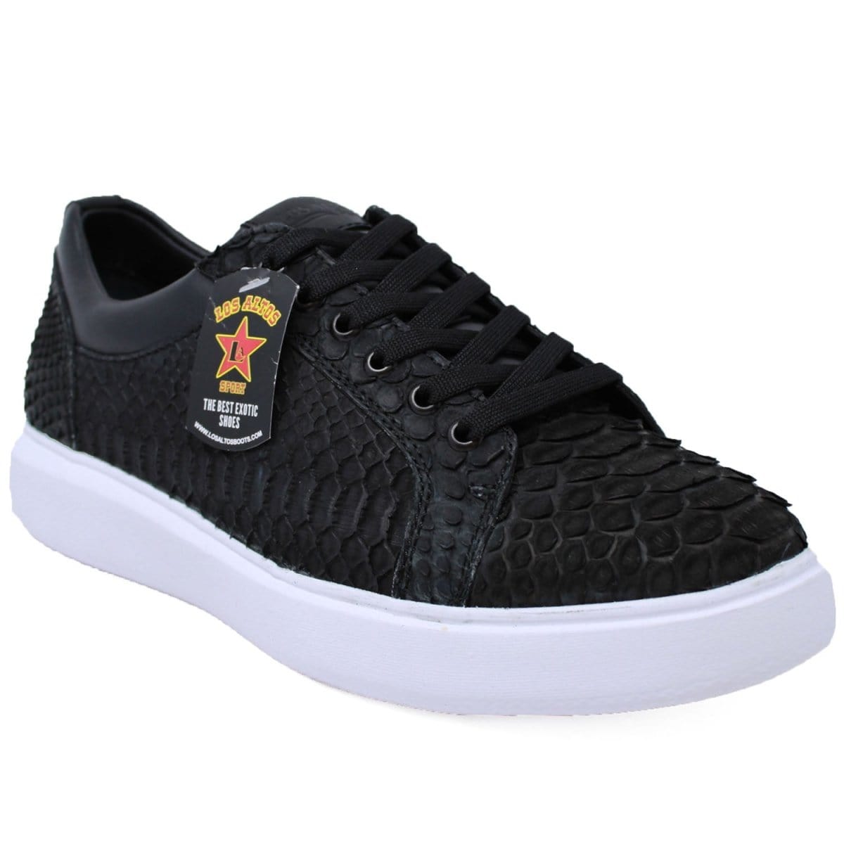Men's Genuine Python Skin Sneaker Casual Shoe Nobuck Black Color - Los Altos Boots - Side View