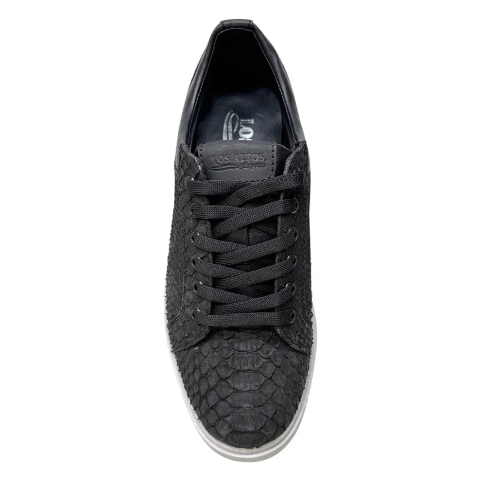 Men's Genuine Python Skin Sneaker Casual Shoe Nobuck Black Color - Los Altos Boots - Top View