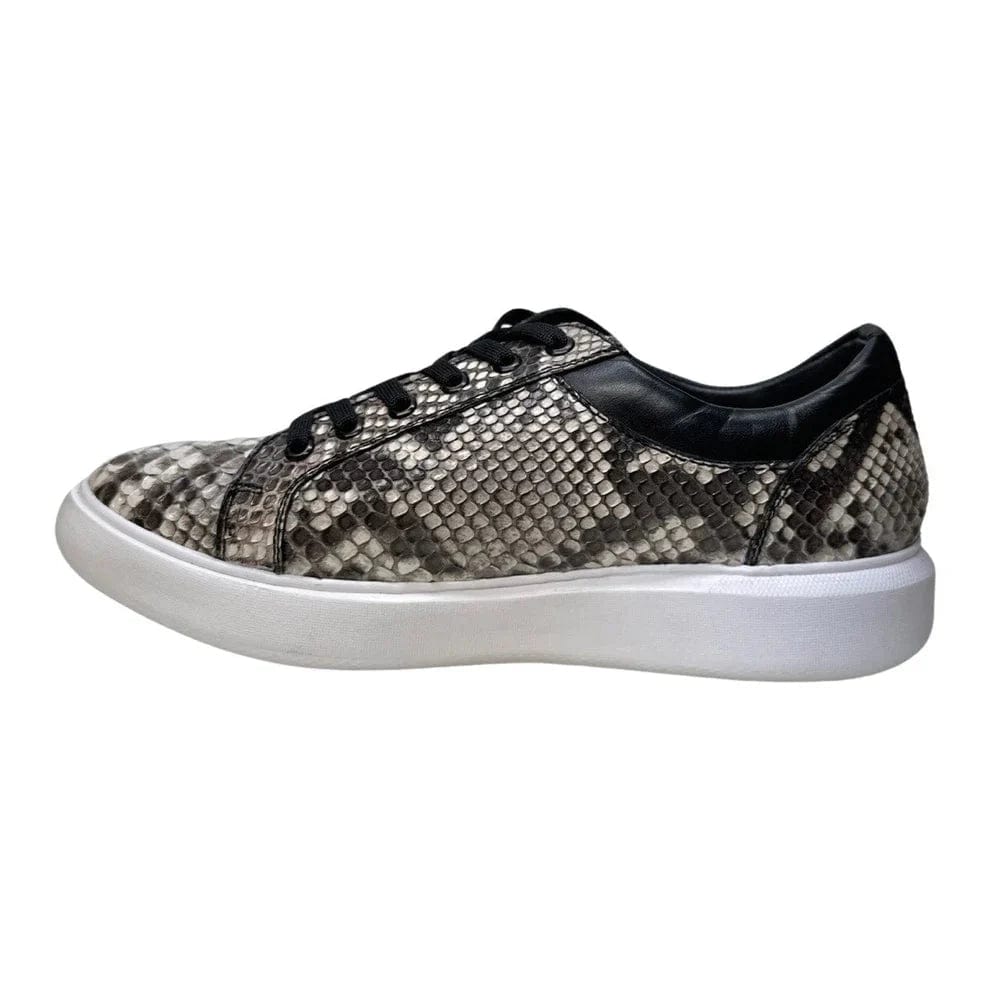 Men's Genuine Python Skin Sneaker Casual Shoe Natural Color - Los Altos Boots - Left Side View