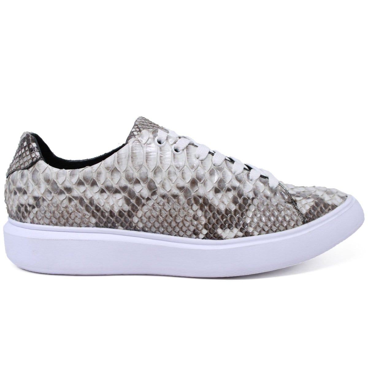 Men's Genuine Python Skin Sneaker Casual Shoe Natural Color - Los Altos Boots - Right Side View