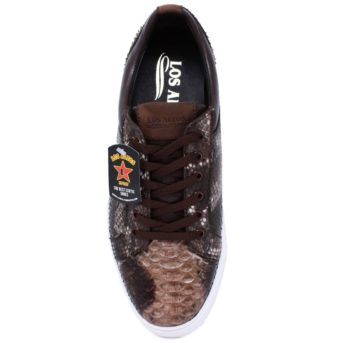 Men's Genuine Python Skin Sneaker Casual Shoe Rustic Brown Color - Los Altos Boots - Top View
