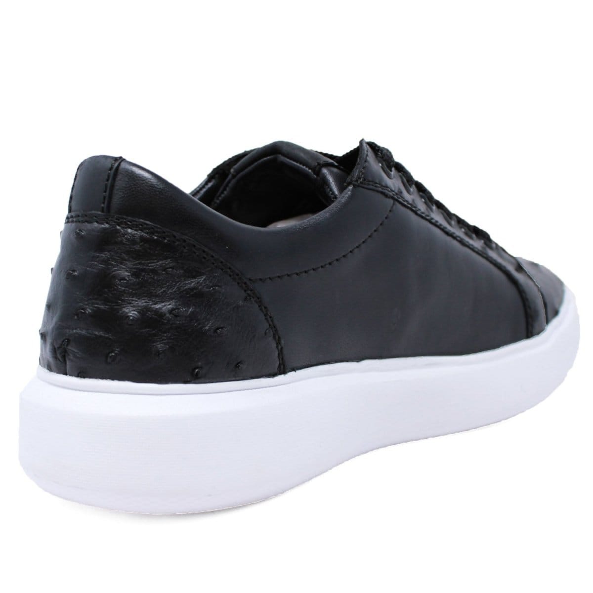 Los Altos Boots Shoes Men's Genuine Ostrich Skin and Leather Sneaker Casual Shoe Black Color - Los Altos Boots