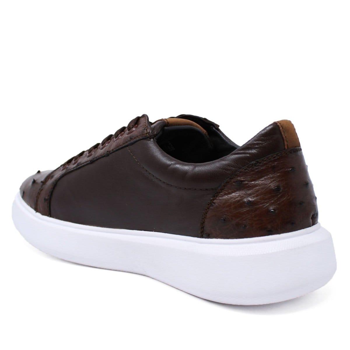 Los Altos Boots Shoes Men's Genuine Ostrich Skin and Leather Sneaker Casual Shoe Brown Color - Los Altos Boots