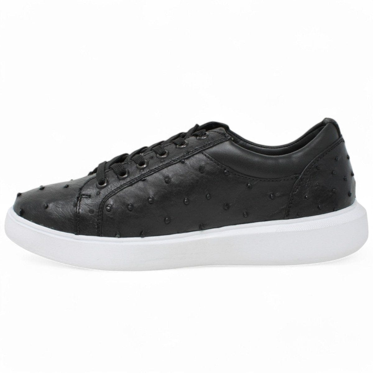 Los Altos Boots Shoes Men's Genuine Ostrich Skin Sneaker Casual Shoe Black Color - Los Altos Boots