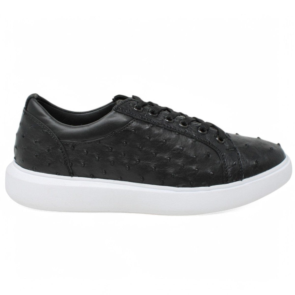 Los Altos Boots Shoes Men's Genuine Ostrich Skin Sneaker Casual Shoe Black Color - Los Altos Boots