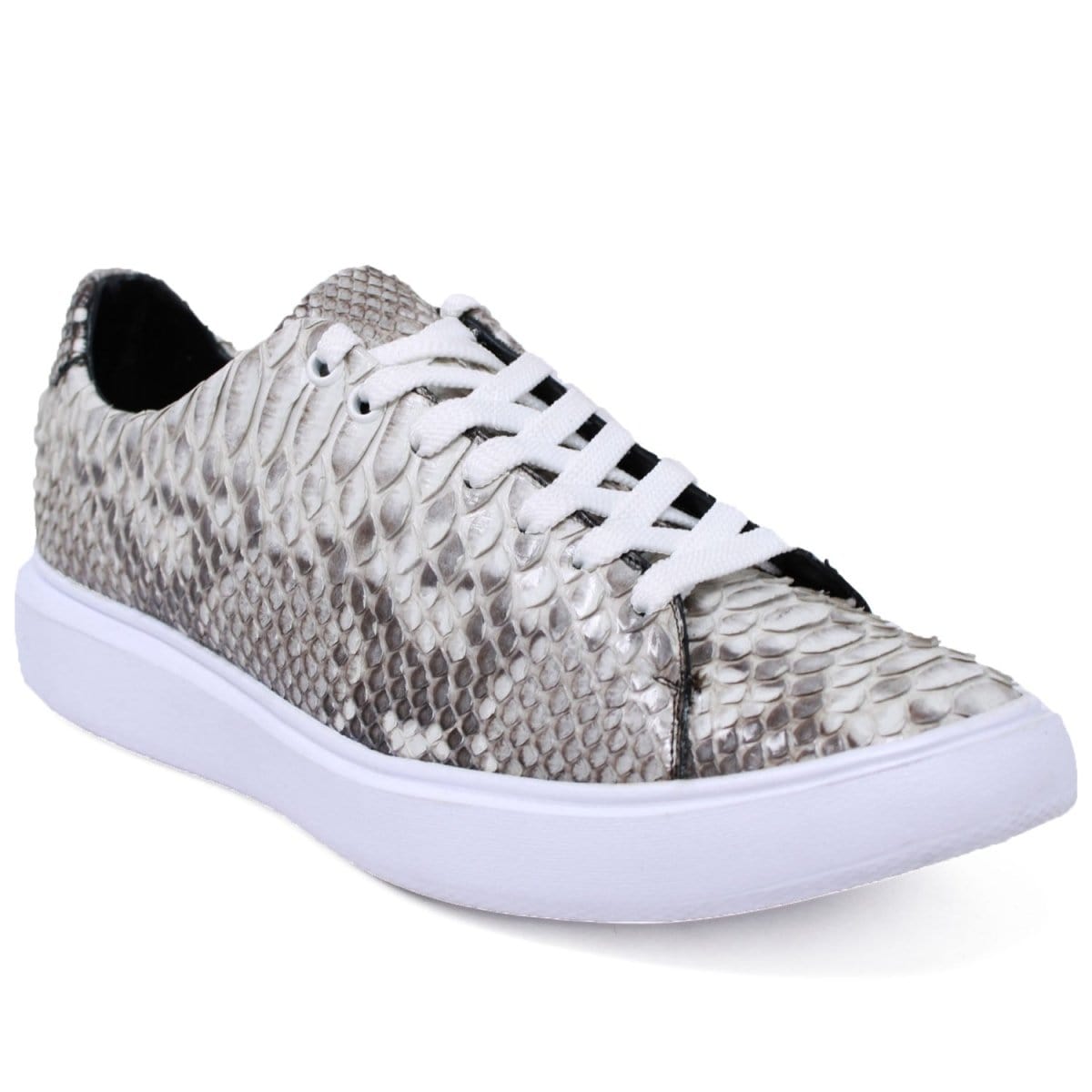 Men's Genuine Python Skin Sneaker Casual Shoe Natural Color - Los Altos Boots - Side View