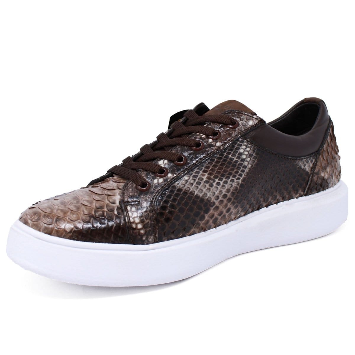 Men's Genuine Python Skin Sneaker Casual Shoe Rustic Brown Color - Los Altos Boots - Side View