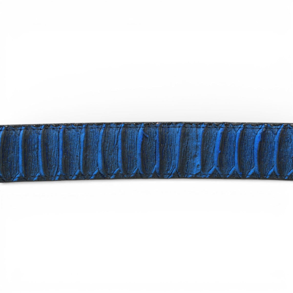 Tanner Mark Boots Belts Genuine Leather Jumbo Python Print Texas Metal Buckle Belt Blue Color - Tanner Mark Boots