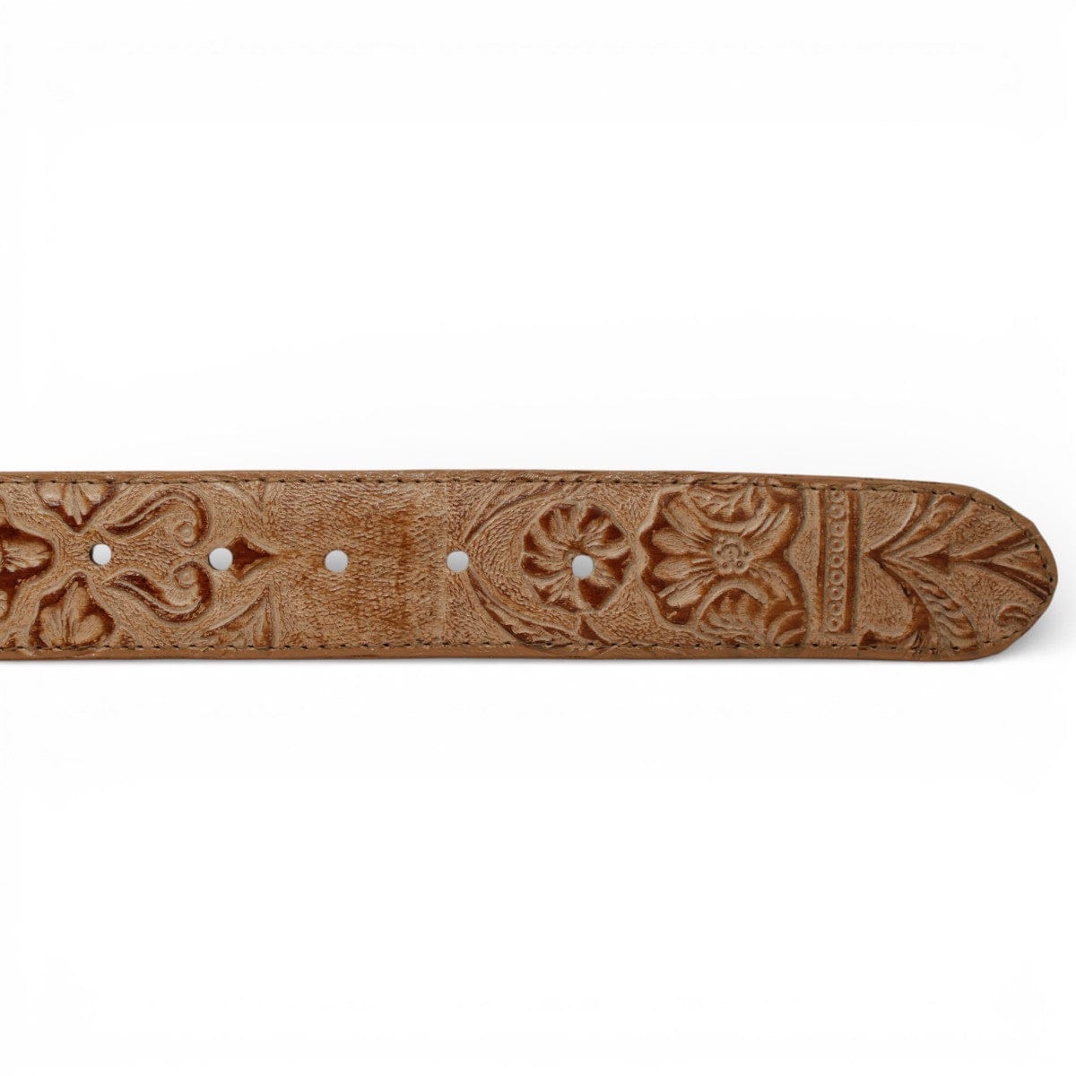 Tanner Mark Boots Belts Genuine Tooled Leather Texas Metal Buckle Belt Cognac Color - Tanner Mark Boots