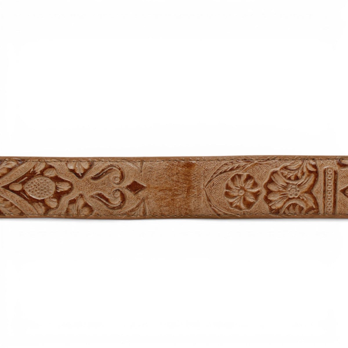 Tanner Mark Boots Belts Genuine Tooled Leather Texas Metal Buckle Belt Cognac Color - Tanner Mark Boots