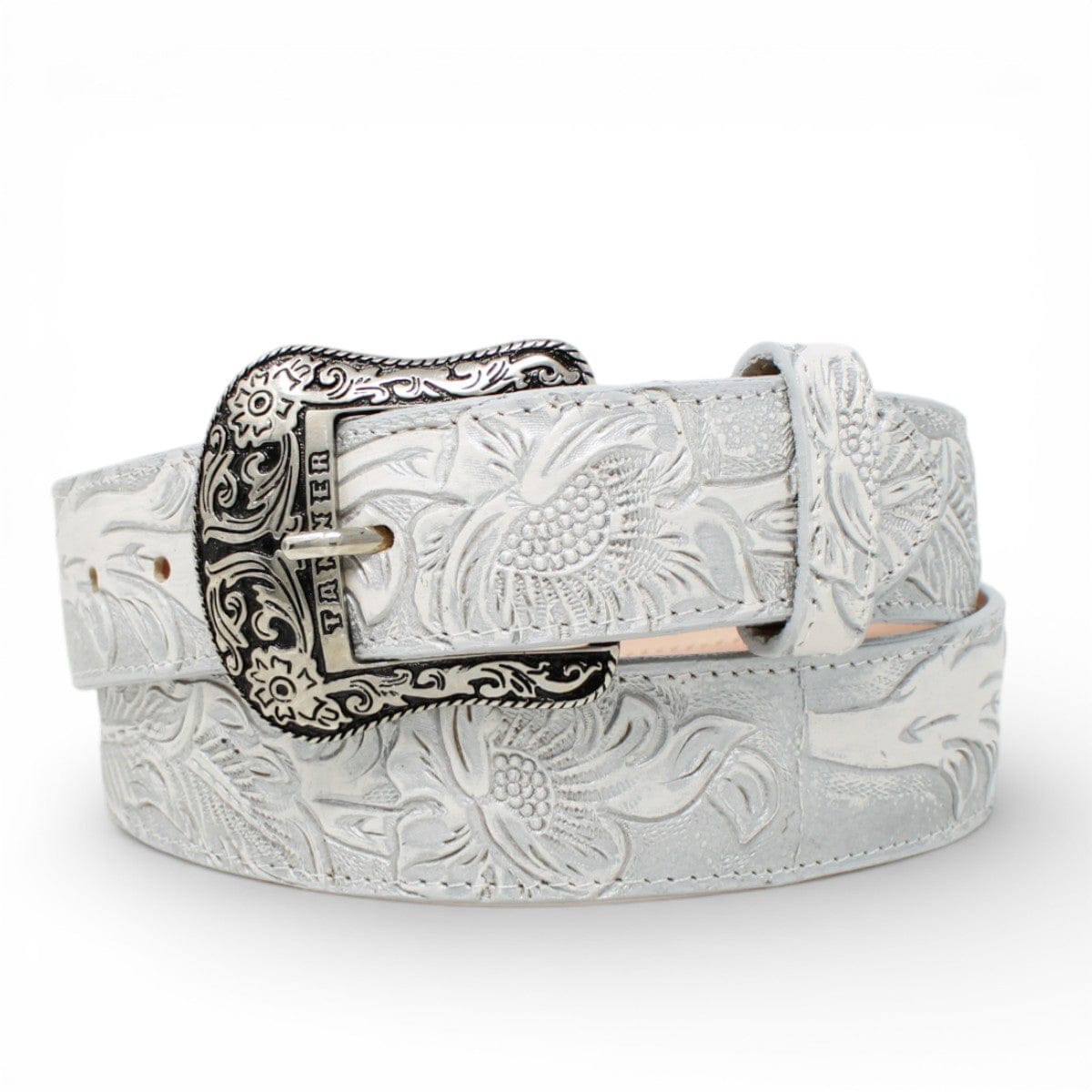 Tanner Mark Boots Belts Genuine Tooled Leather Texas Metal Buckle Belt Silver Color - Tanner Mark Boots
