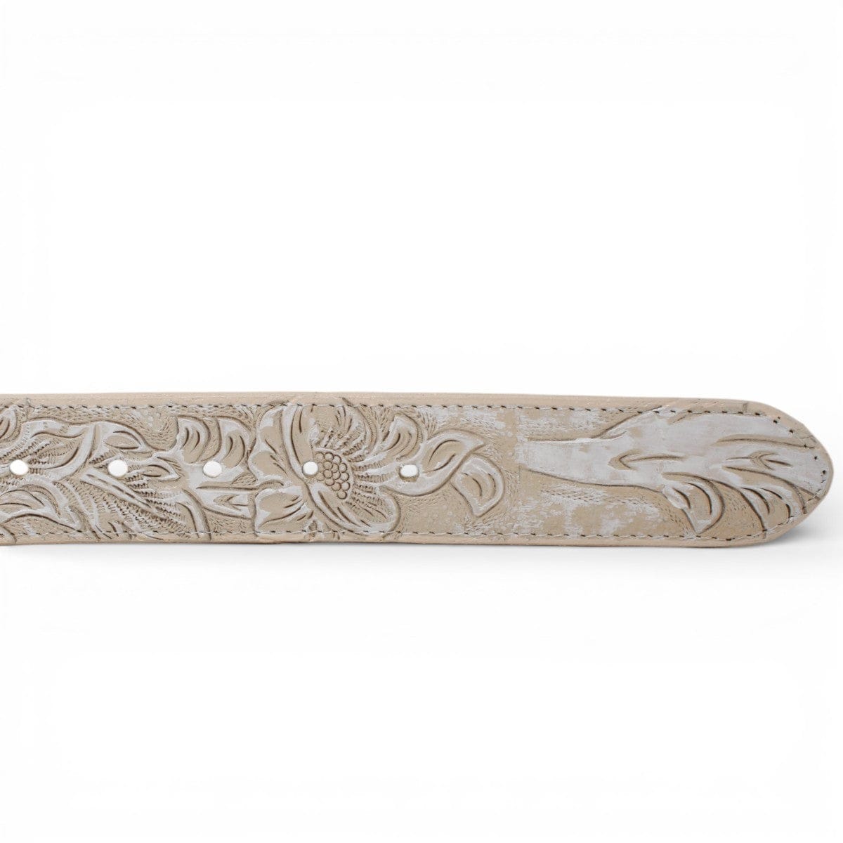 Tanner Mark Boots Belts Genuine Tooled Leather Texas Metal Buckle Belt White Color - Tanner Mark Boots