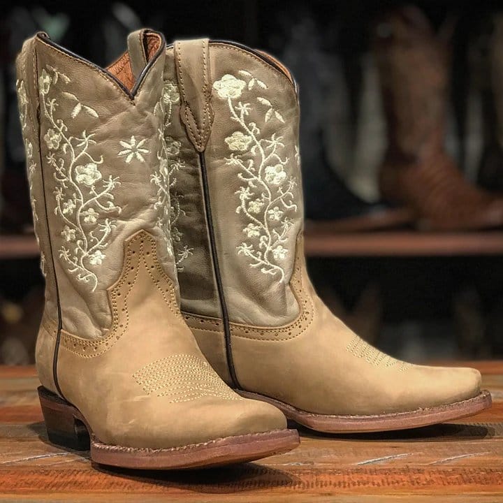 Tanner Mark Boots Boots Girl's Genuine Leather Square Toe Boots in Crazy Brown - Tanner Mark Boots