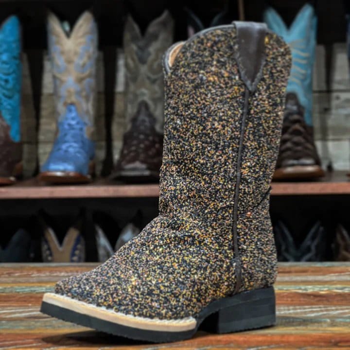 Tanner Mark Boots Boots Girl's Genuine Leather Square Toe Boots in Mermaid Brown - Tanner Mark Boots