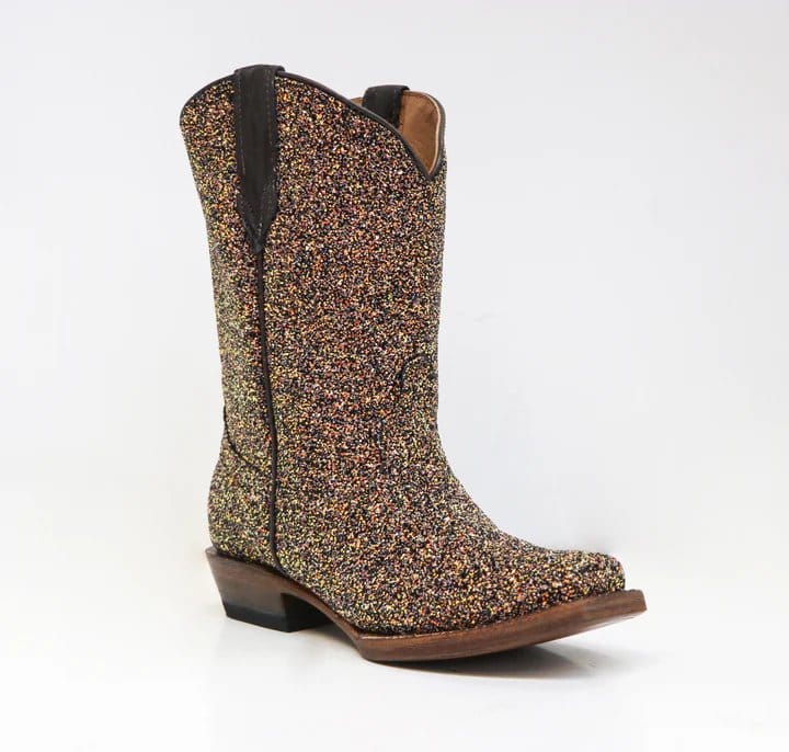 Tanner Mark Boots Boots Girl's Genuine Leather Square Toe Boots in Mermaid Brown - Tanner Mark Boots