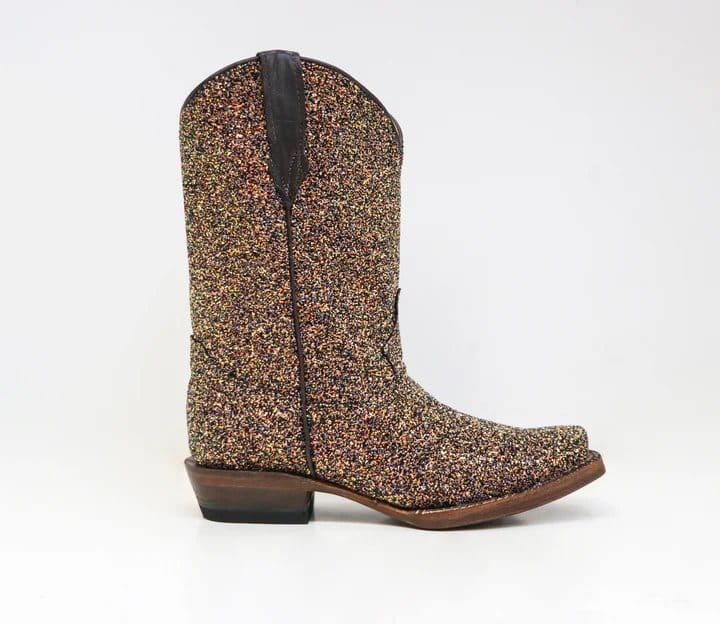 Tanner Mark Boots Boots Girl's Genuine Leather Square Toe Boots in Mermaid Brown - Tanner Mark Boots