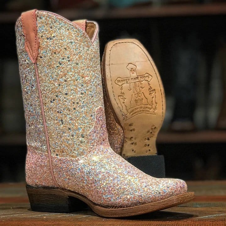 Tanner Mark Boots Boots Girl's Unicorn Genuine Leather Square Toe Boots in Pink - Tanner Mark Boots