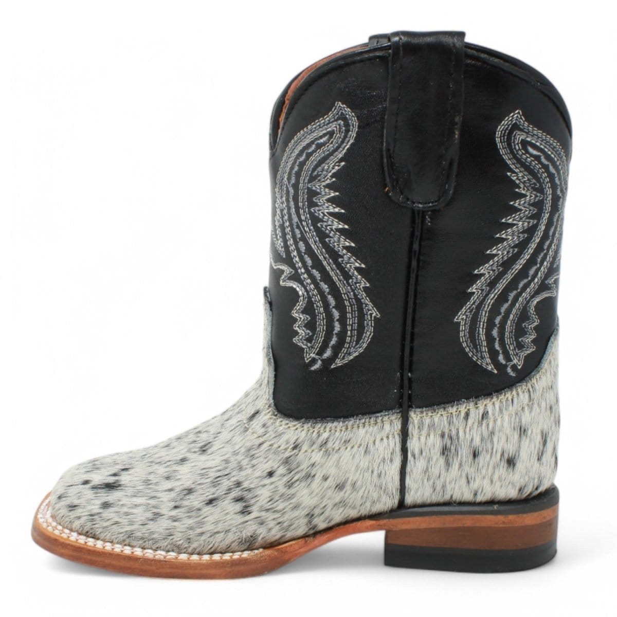Tanner Mark Boots Boots Kids Genuine Leather and Cow Hair Square Toe Boots in Black - Tanner Mark Boots