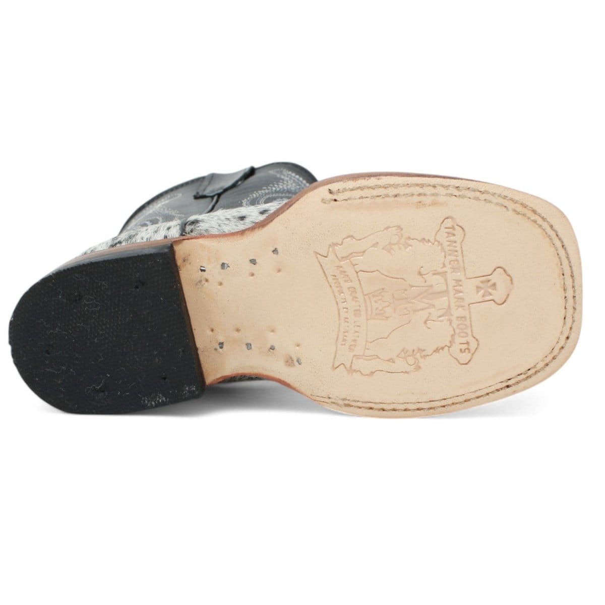 Tanner Mark Boots Boots Kids Genuine Leather and Cow Hair Square Toe Boots in Black - Tanner Mark Boots