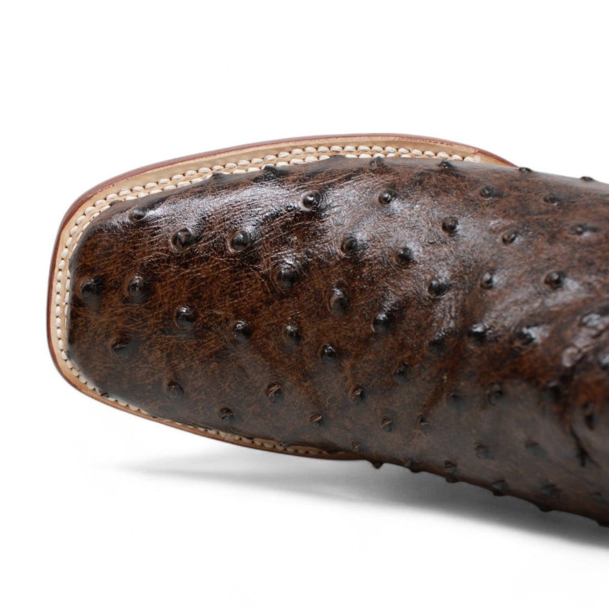 Tanner Mark Boots Boots Men's Big Cabin Ostrich Print Wide Square Toe Boots in Chocolate - Tanner Mark Boots