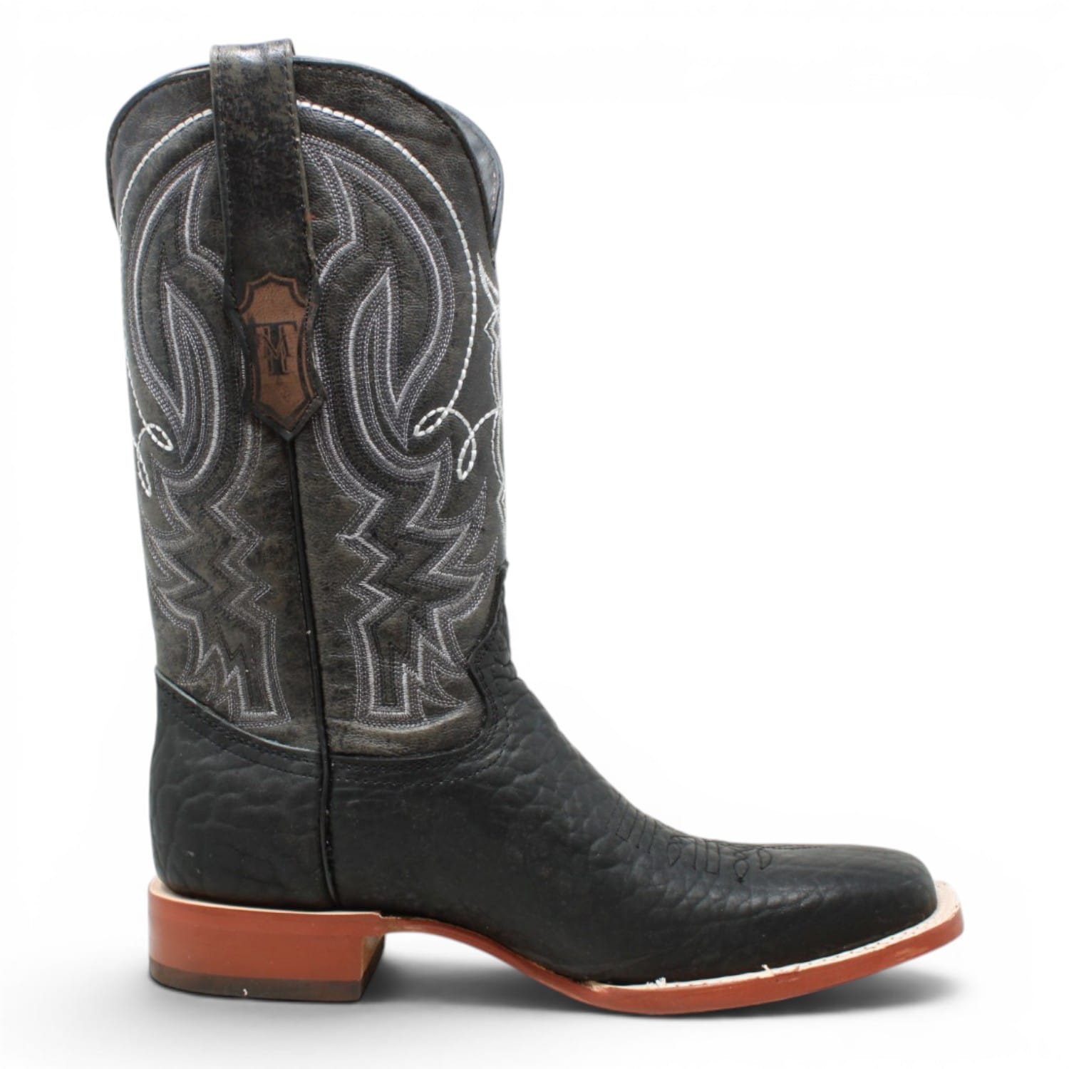 Tanner Mark Boots Boots Men's Bull Hide Leather Square Toe Boots in Black - Tanner Mark Boots