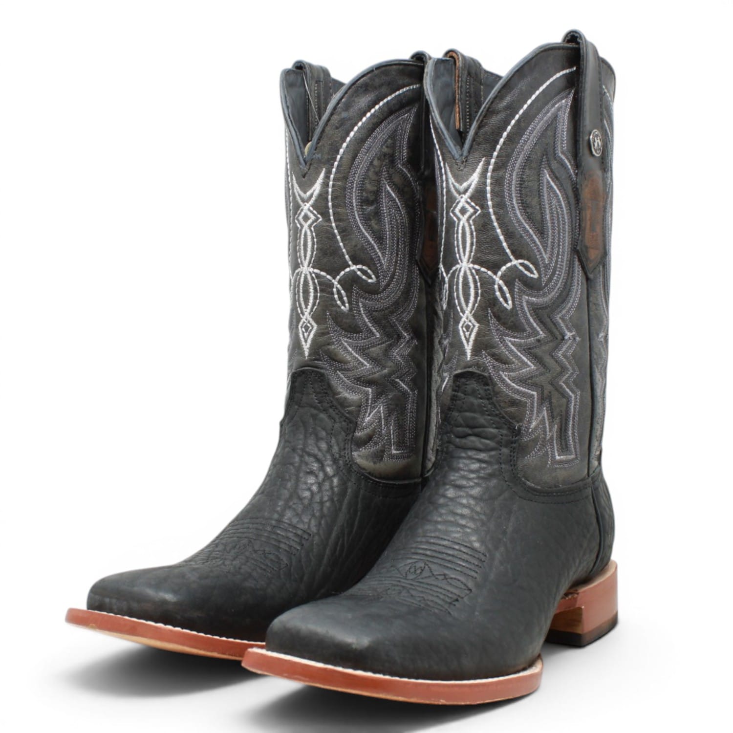 Tanner Mark Boots Boots Men's Bull Hide Leather Square Toe Boots in Black - Tanner Mark Boots